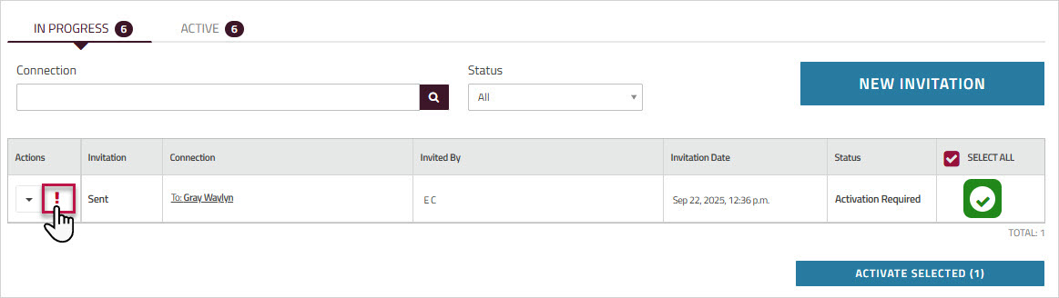 Connections View Shared Payee details
