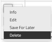 Dropdown list beside a payment showing the Delete option
