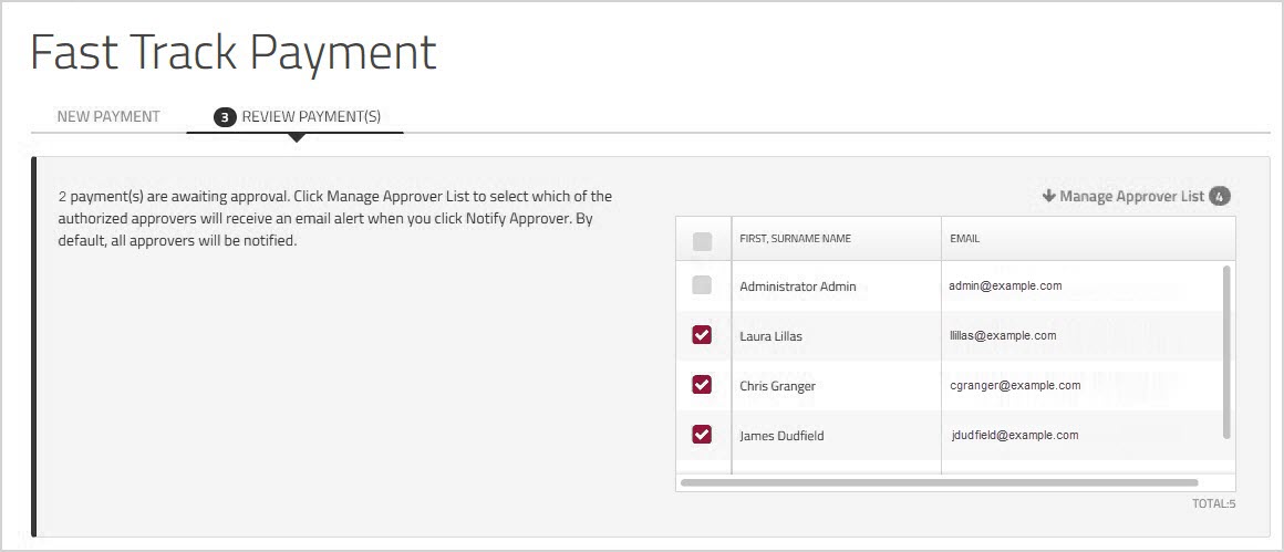 Manage Approver List