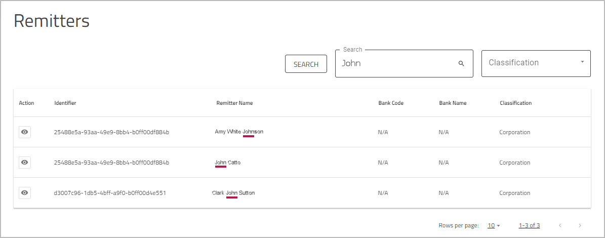 Remitters search
